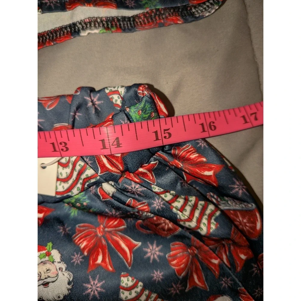 Simply Southern Christmas Pajama Set Santa Tree Ruffle Shorts Large NWT